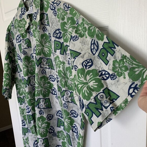 Wet Dog PM&A Men’s Large Camp Shirt Hawaiian Floral Green Blue Gray - Picture 5 of 12